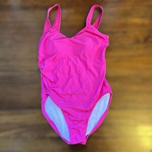 Caribbean Sand Size 12 Bright Pink One Piece Bathing Suit